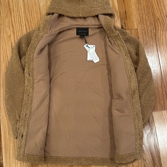 NWT Sanctuary Teddy Sherpa Hooded Shacket Jacket – Camel – Oversized XS - Picture 6 of 7
